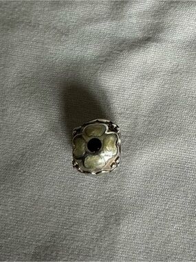 Pandora Daisy Flower White and Black Enamel Charm